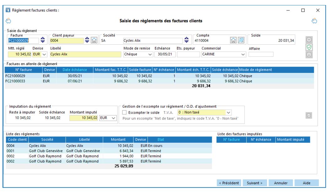 Wavesoft Saisie des règlemenrs